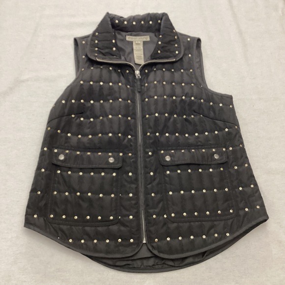 VTG Sharon Young Quilted Vest Studded Padded Sleeveless Jacket Top Sz S - Picture 3 of 8